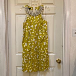 INC yellow white dress
